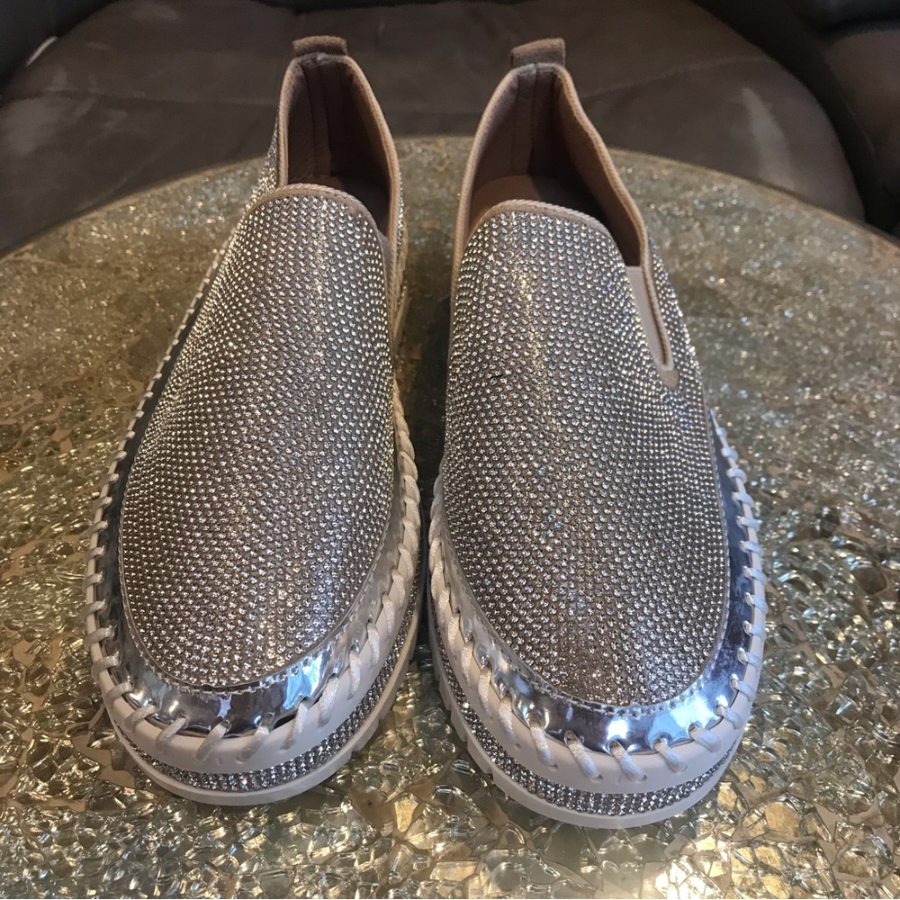 NWT rhinestone slip on sneakers